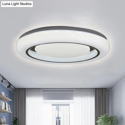 DecorBites™ DecorBites™ LED Bedroom Flushmount Ceiling Lamp, Modern Black and White, Circle Acrylic Shade, Warm/White Light, 16"/19.5" Diam.