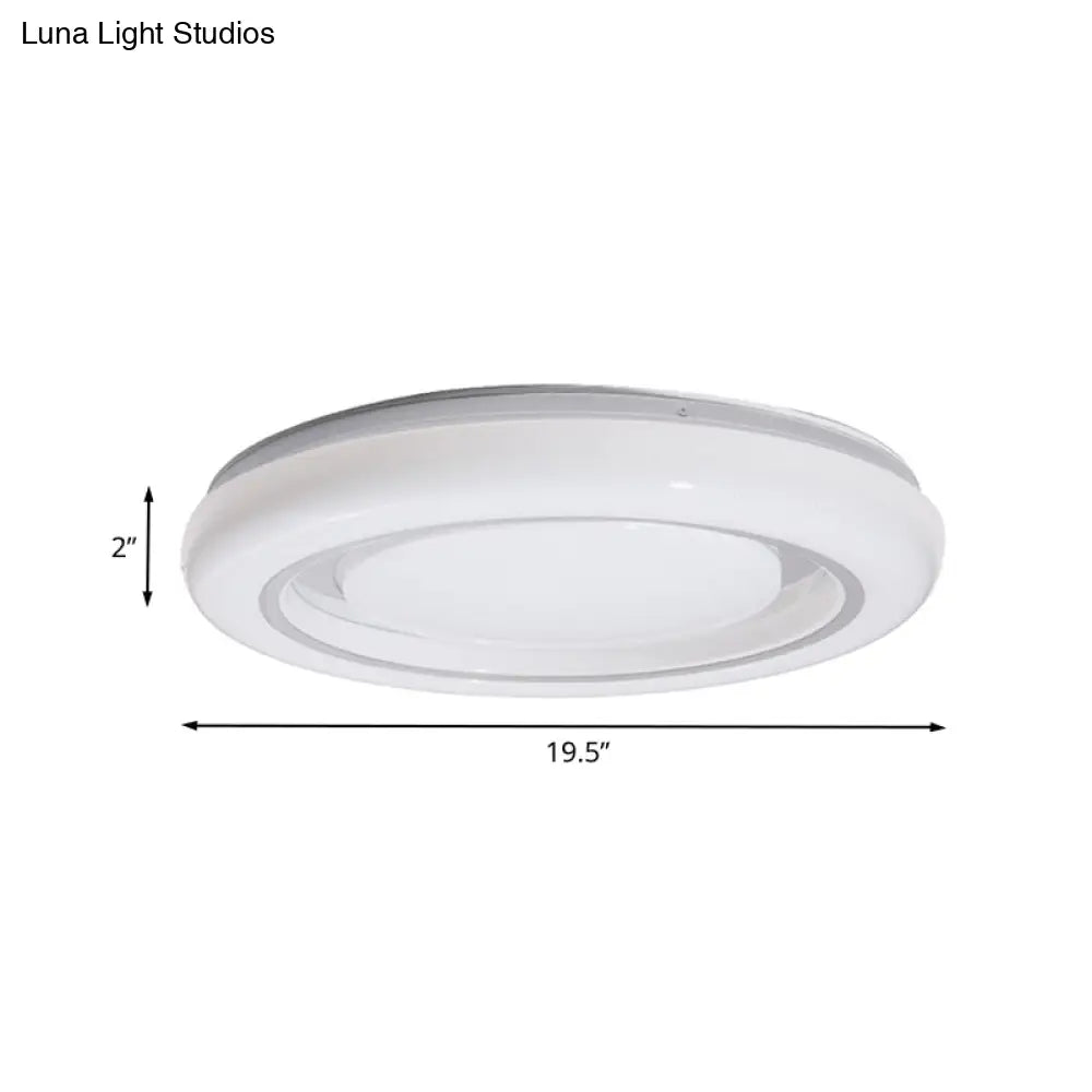 DecorBites™ DecorBites™ LED Bedroom Flushmount Ceiling Lamp, Modern Black and White, Circle Acrylic Shade, Warm/White Light, 16"/19.5" Diam.