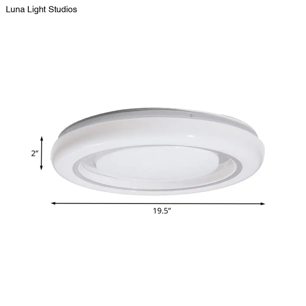 DecorBites™ DecorBites™ LED Bedroom Flushmount Ceiling Lamp, Modern Black and White, Circle Acrylic Shade, Warm/White Light, 16"/19.5" Diam.