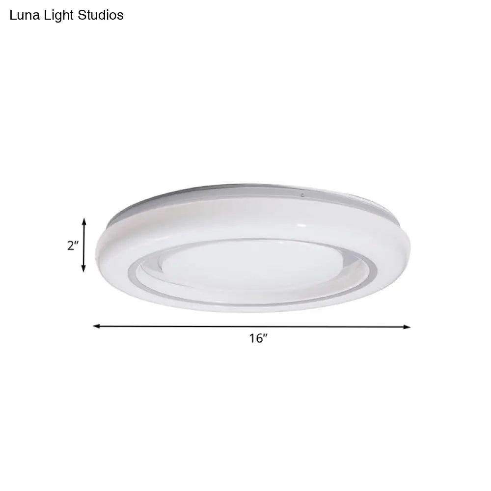 DecorBites™ DecorBites™ LED Bedroom Flushmount Ceiling Lamp, Modern Black and White, Circle Acrylic Shade, Warm/White Light, 16"/19.5" Diam.