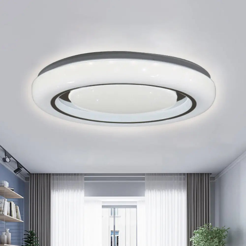 DecorBites™ DecorBites™ LED Bedroom Flushmount Ceiling Lamp, Modern Black and White, Circle Acrylic Shade, Warm/White Light, 16"/19.5" Diam.
