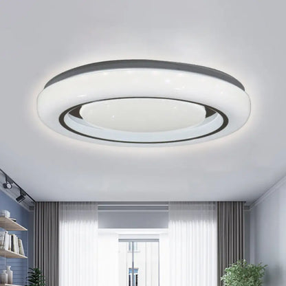 DecorBites™ DecorBites™ LED Bedroom Flushmount Ceiling Lamp, Modern Black and White, Circle Acrylic Shade, Warm/White Light, 16"/19.5" Diam.