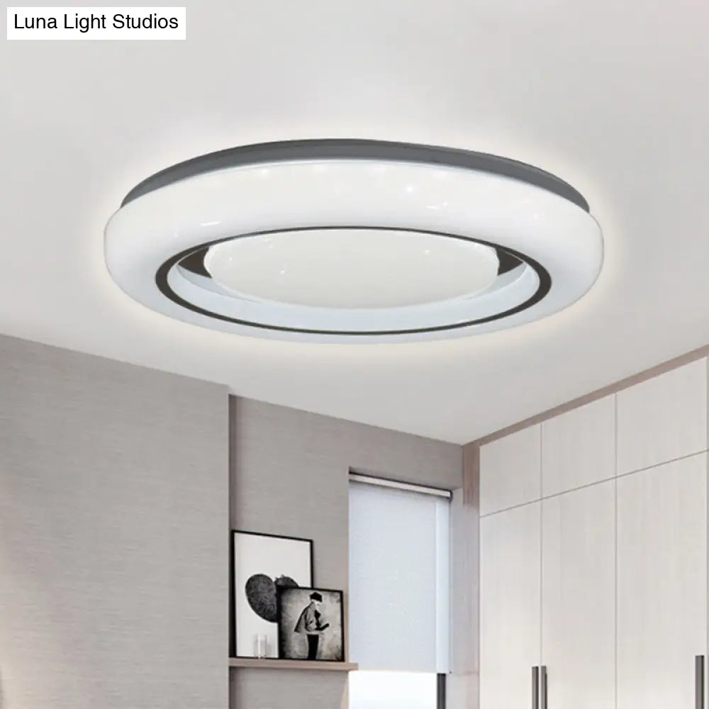 DecorBites™ DecorBites™ LED Bedroom Flushmount Ceiling Lamp, Modern Black and White, Circle Acrylic Shade, Warm/White Light, 16"/19.5" Diam.