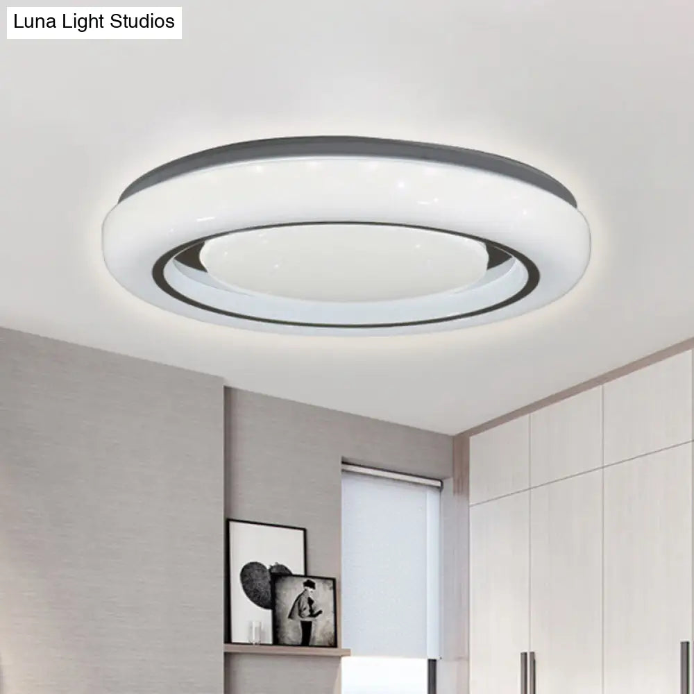 DecorBites™ DecorBites™ LED Bedroom Flushmount Ceiling Lamp, Modern Black and White, Circle Acrylic Shade, Warm/White Light, 16"/19.5" Diam.