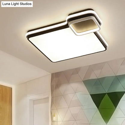 DecorBites™ DecorBites™ LED Bedroom Flushmount Lighting | 19" or 23" | Black & White | Round/Square Shape | Acrylic Shaded | Flush Ceiling Light | White Light