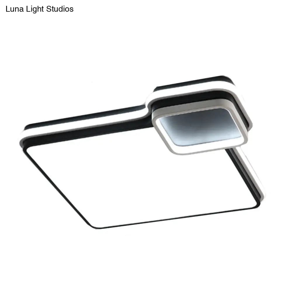 DecorBites™ DecorBites™ LED Bedroom Flushmount Lighting | 19" or 23" | Black & White | Round/Square Shape | Acrylic Shaded | Flush Ceiling Light | White Light