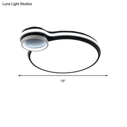 DecorBites™ DecorBites™ LED Bedroom Flushmount Lighting | 19" or 23" | Black & White | Round/Square Shape | Acrylic Shaded | Flush Ceiling Light | White Light