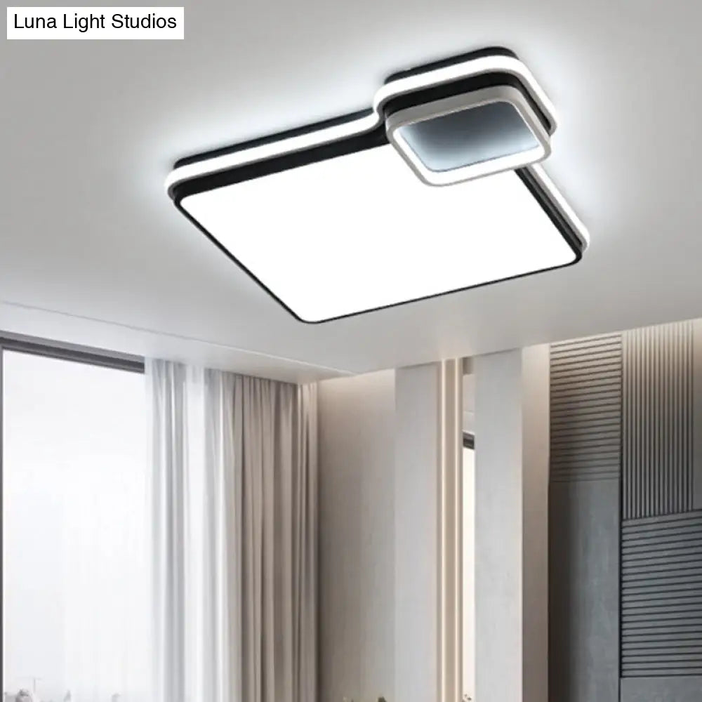 DecorBites™ DecorBites™ LED Bedroom Flushmount Lighting | 19" or 23" | Black & White | Round/Square Shape | Acrylic Shaded | Flush Ceiling Light | White Light