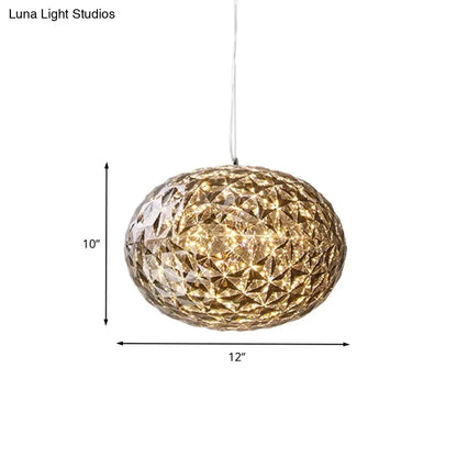 إضاءة LED بجانب السرير - مصباح معلق باللون الرمادي المعاصر مع غطاء أكريليك كروي - عرض 10 بوصات / 12 بوصة