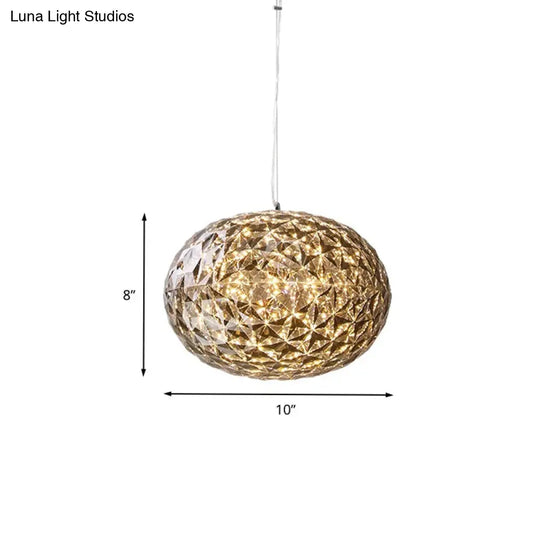 إضاءة LED بجانب السرير - مصباح معلق باللون الرمادي المعاصر مع غطاء أكريليك كروي - عرض 10 بوصات / 12 بوصة