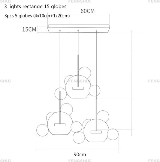 LED Bubble Ball Chandelier for Home Lighting - 15bubbles L60CM / frosted shade E27 / Natural Light - Chandelier