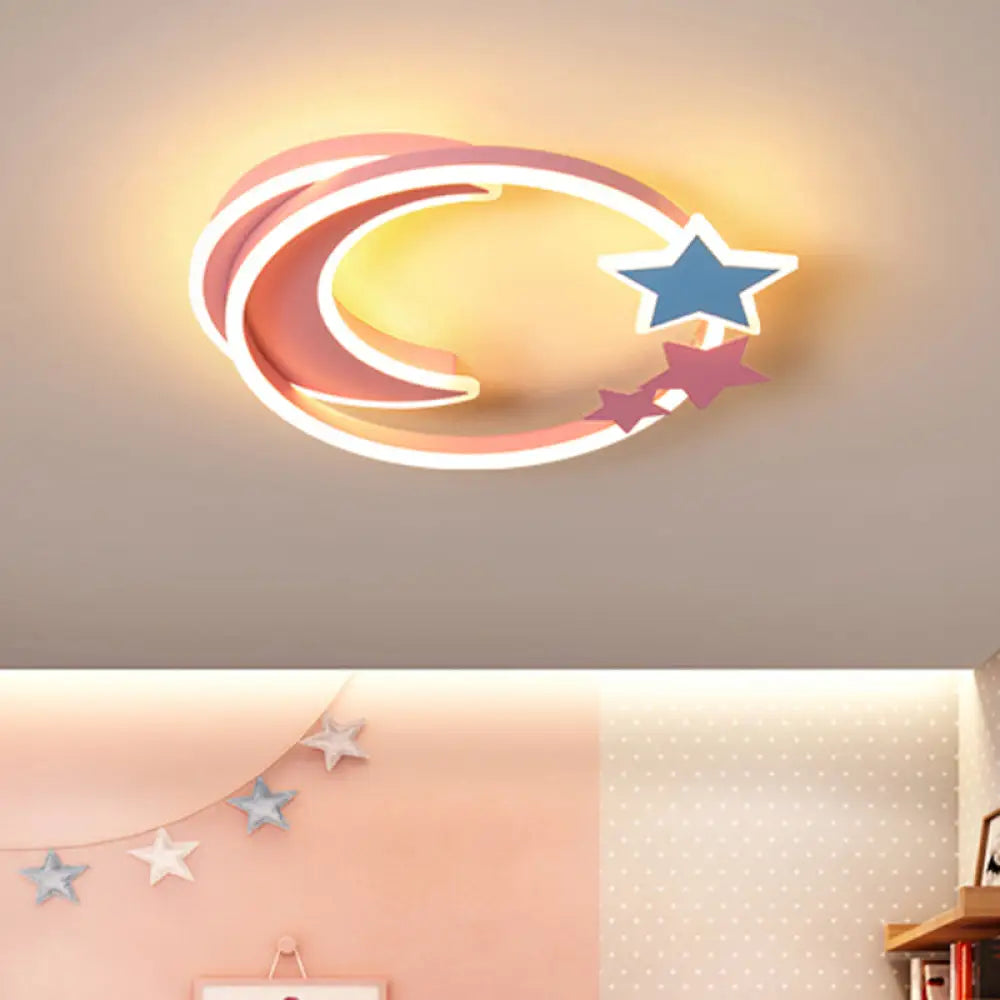 DecorBites™ DecorBites™ LED Cartoon Crescent and Star Flushmount Ceiling Light for Bedrooms - Aluminum Fixture