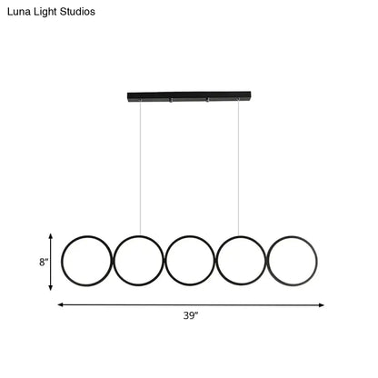 Lámpara de techo colgante DecorBites™ LED de 5 anillos, color negro, para isla o mesa, luz cálida/blanca