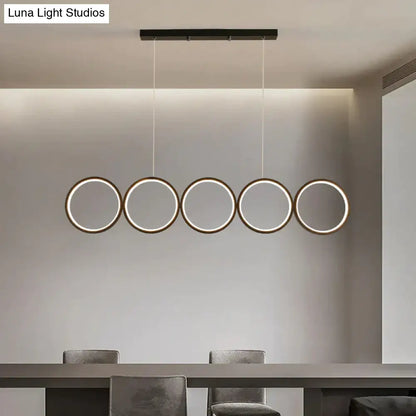 Lámpara de techo colgante DecorBites™ LED de 5 anillos, color negro, para isla o mesa, luz cálida/blanca