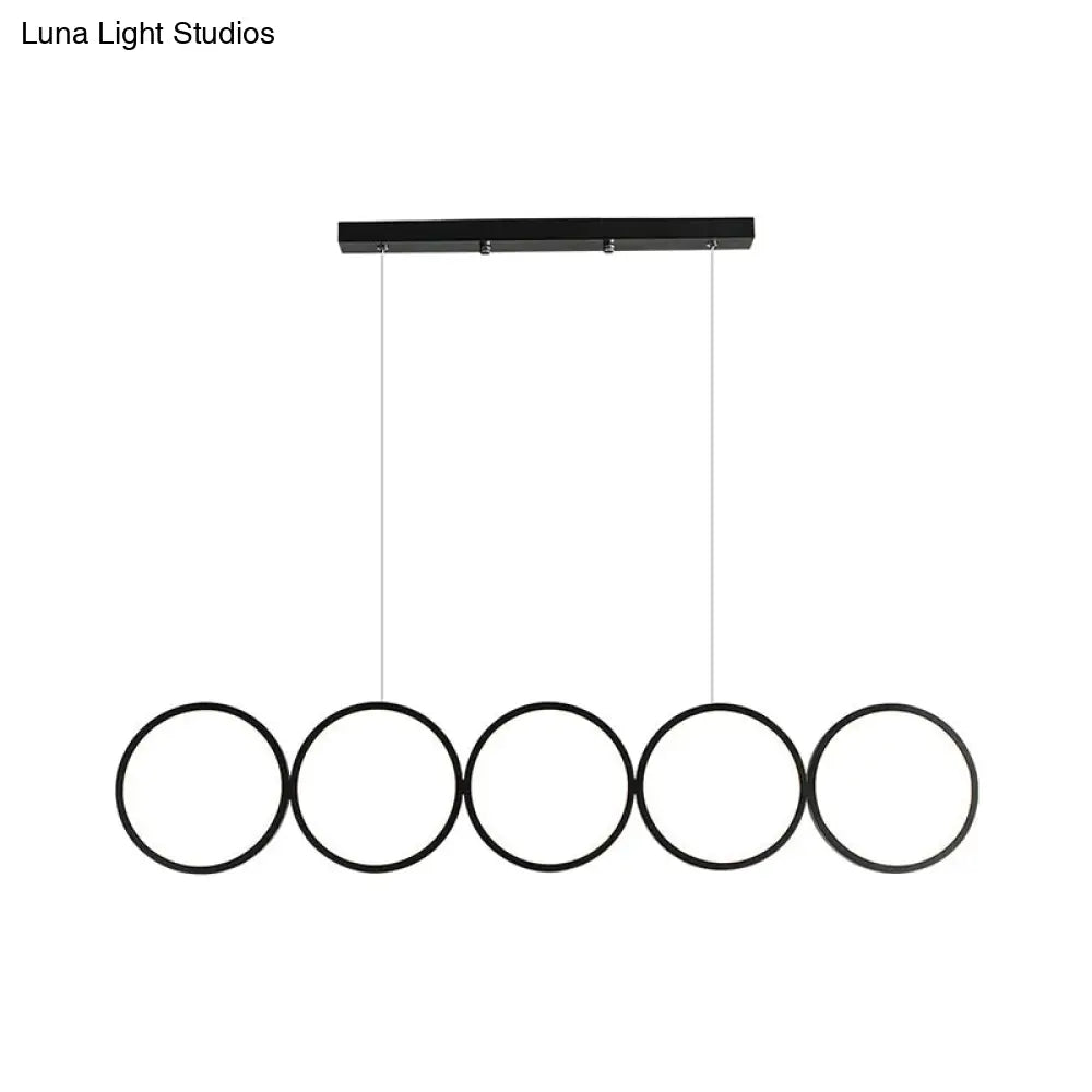 Lámpara de techo colgante DecorBites™ LED de 5 anillos, color negro, para isla o mesa, luz cálida/blanca