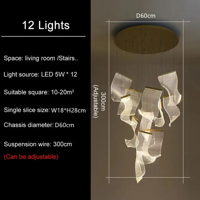 LED Ceiling Chandelier for Modern Home - 12 light / Black Metal / warm light - Chandelier