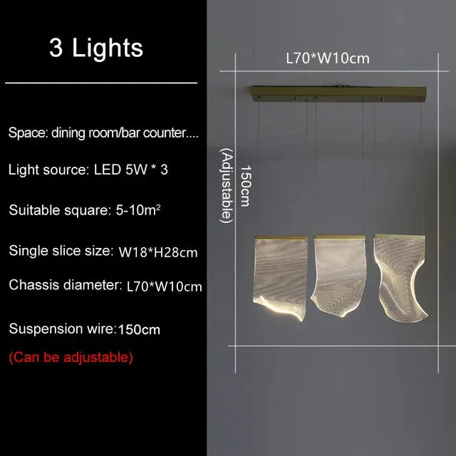LED Ceiling Chandelier for Modern Home - 3 light / Golden Metal / Cold White - Chandelier