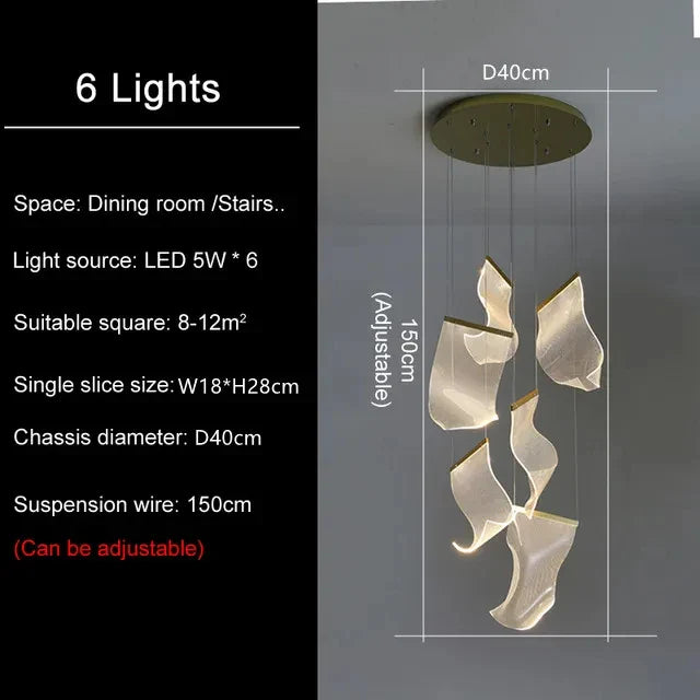 LED Ceiling Chandelier for Modern Home - 6-Heads-Round / Black Metal / dimmable with RC - Chandelier