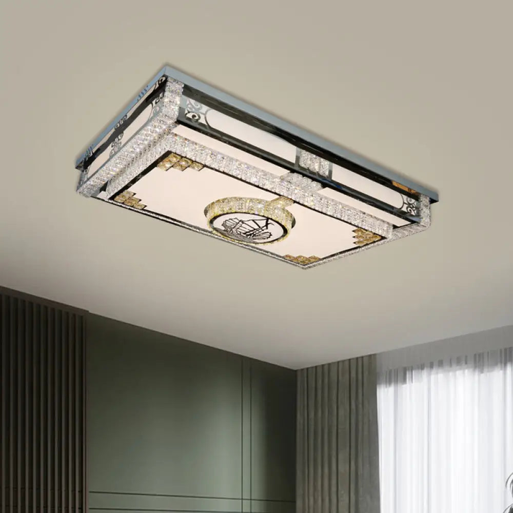 DecorBites™ DecorBites™ LED Ceiling Fixture: Modern Stainless Steel Flush Mount Lamp with Clear Crystal Blocks