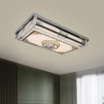 DecorBites™ DecorBites™ LED Ceiling Fixture: Modern Stainless Steel Flush Mount Lamp with Clear Crystal Blocks