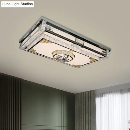 DecorBites™ DecorBites™ LED Ceiling Fixture: Modern Stainless Steel Flush Mount Lamp with Clear Crystal Blocks