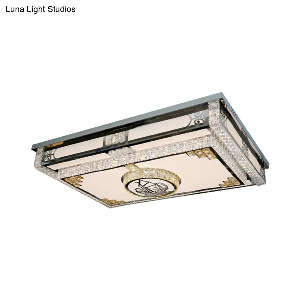 DecorBites™ DecorBites™ LED Ceiling Fixture: Modern Stainless Steel Flush Mount Lamp with Clear Crystal Blocks