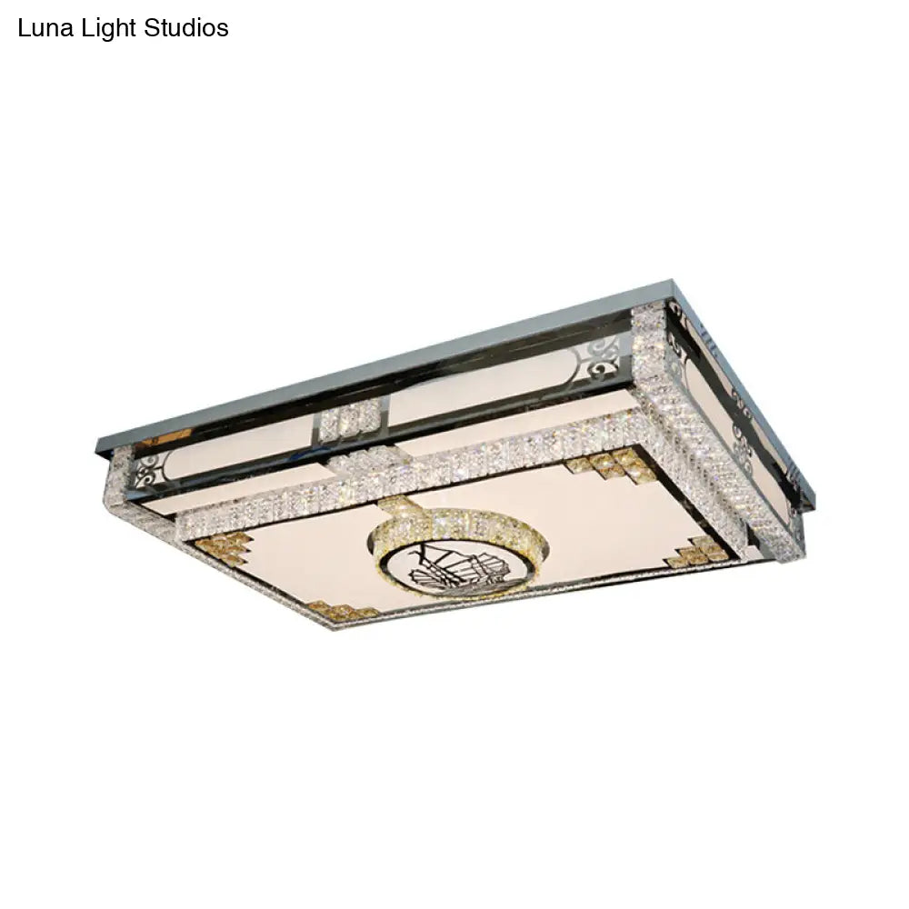 DecorBites™ DecorBites™ LED Ceiling Fixture: Modern Stainless Steel Flush Mount Lamp with Clear Crystal Blocks