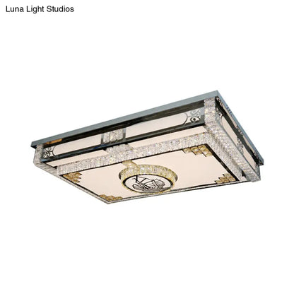 DecorBites™ DecorBites™ LED Ceiling Fixture: Modern Stainless Steel Flush Mount Lamp with Clear Crystal Blocks