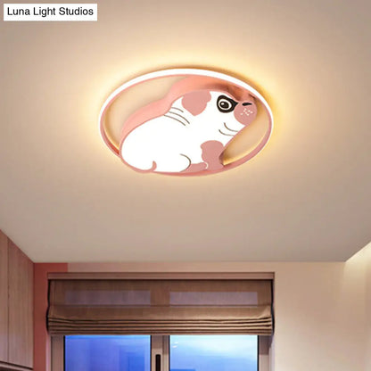 DecorBites™ DecorBites™ LED Ceiling Flush Mount Pink/Blue Dog Shaped Light Fixture with Acrylic Shade in Warm/White Light - Minimalistic Design