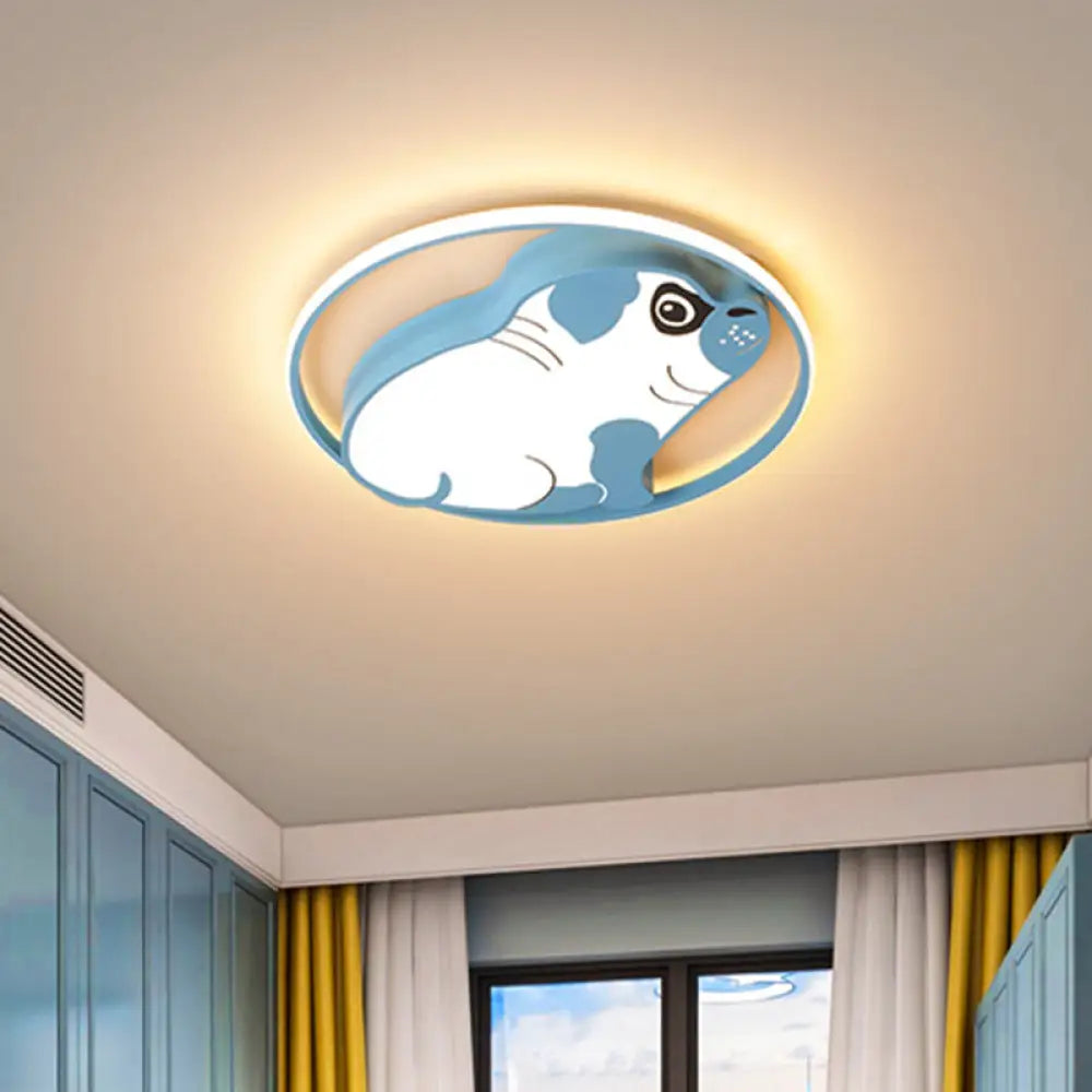 DecorBites™ DecorBites™ LED Ceiling Flush Mount Pink/Blue Dog Shaped Light Fixture with Acrylic Shade in Warm/White Light - Minimalistic Design