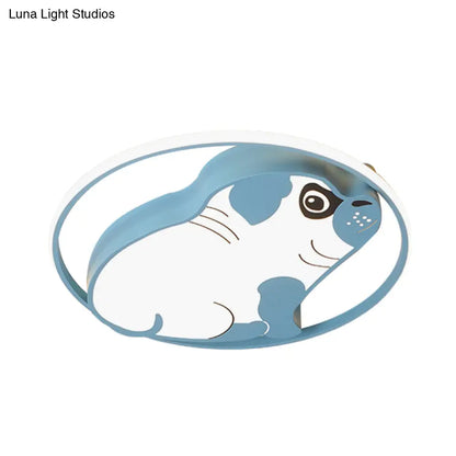 DecorBites™ DecorBites™ LED Ceiling Flush Mount Pink/Blue Dog Shaped Light Fixture with Acrylic Shade in Warm/White Light - Minimalistic Design