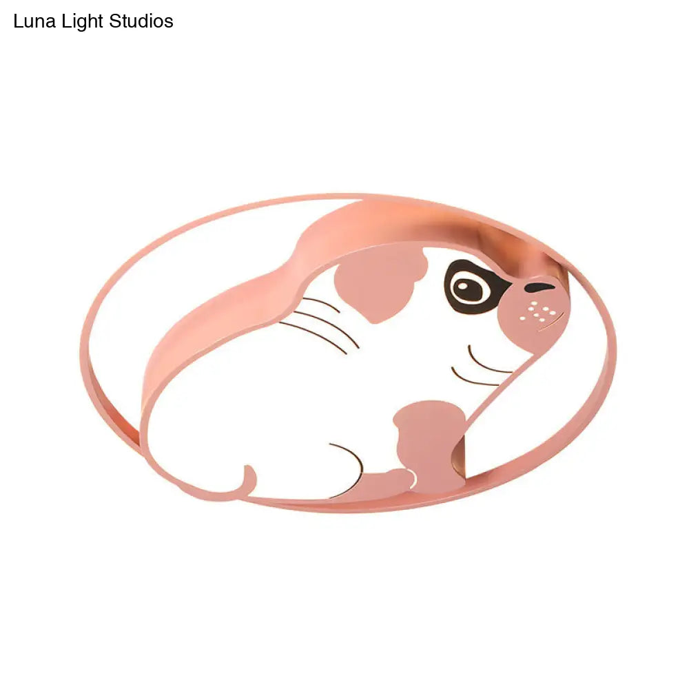 DecorBites™ DecorBites™ LED Ceiling Flush Mount Pink/Blue Dog Shaped Light Fixture with Acrylic Shade in Warm/White Light - Minimalistic Design