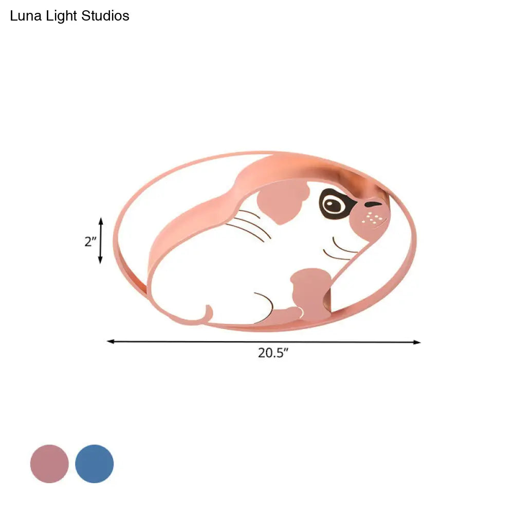 DecorBites™ DecorBites™ LED Ceiling Flush Mount Pink/Blue Dog Shaped Light Fixture with Acrylic Shade in Warm/White Light - Minimalistic Design