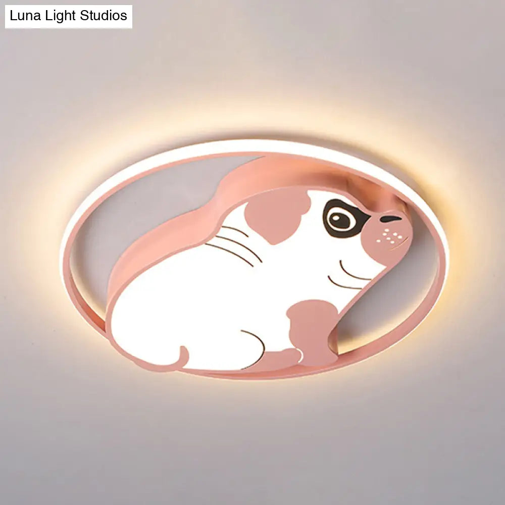 DecorBites™ DecorBites™ LED Ceiling Flush Mount Pink/Blue Dog Shaped Light Fixture with Acrylic Shade in Warm/White Light - Minimalistic Design