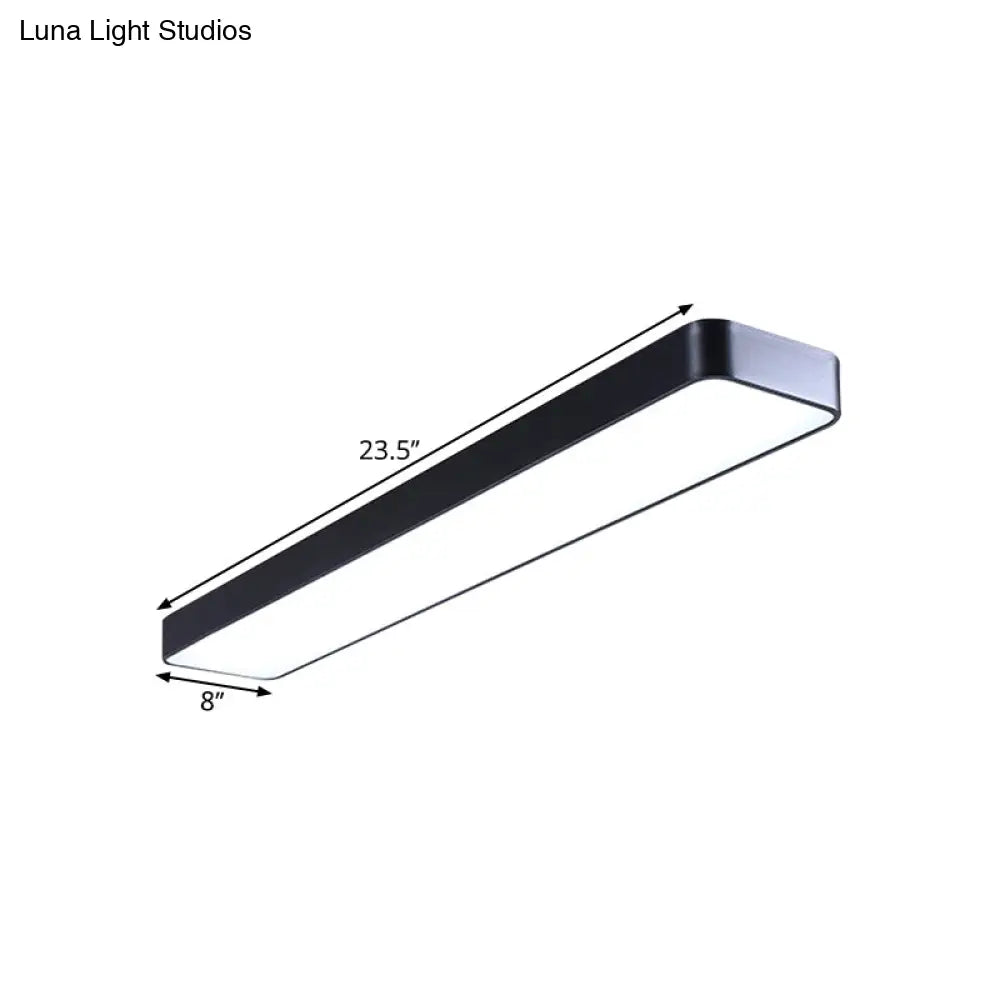 DecorBites™ DecorBites™ LED Ceiling Lamp for Conference Rooms – Simplicity Black Flush Light with Acrylic Shade (23.5"/47"/59" Long)