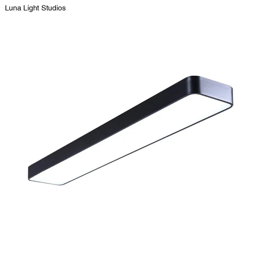 DecorBites™ DecorBites™ LED Ceiling Lamp for Conference Rooms – Simplicity Black Flush Light with Acrylic Shade (23.5"/47"/59" Long)