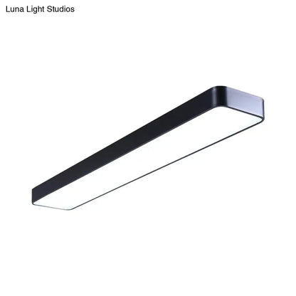 DecorBites™ DecorBites™ LED Ceiling Lamp for Conference Rooms – Simplicity Black Flush Light with Acrylic Shade (23.5"/47"/59" Long)