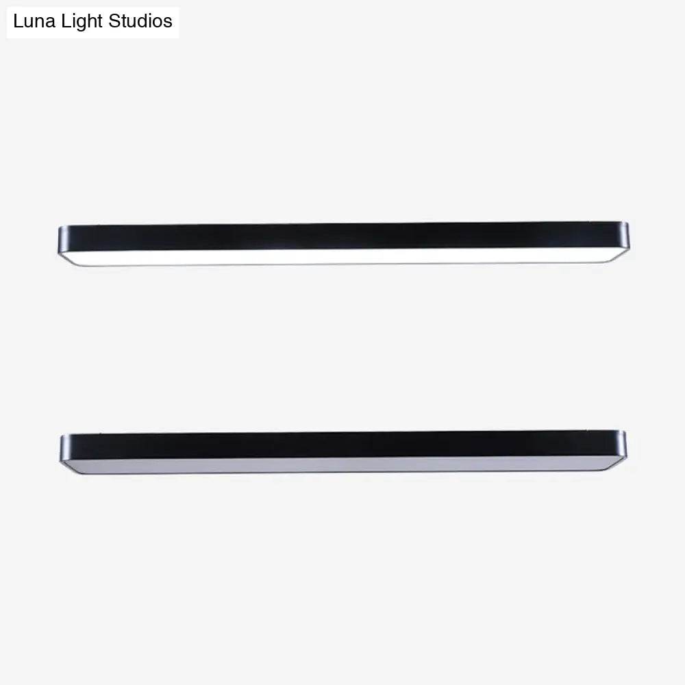 DecorBites™ DecorBites™ LED Ceiling Lamp for Conference Rooms – Simplicity Black Flush Light with Acrylic Shade (23.5"/47"/59" Long)