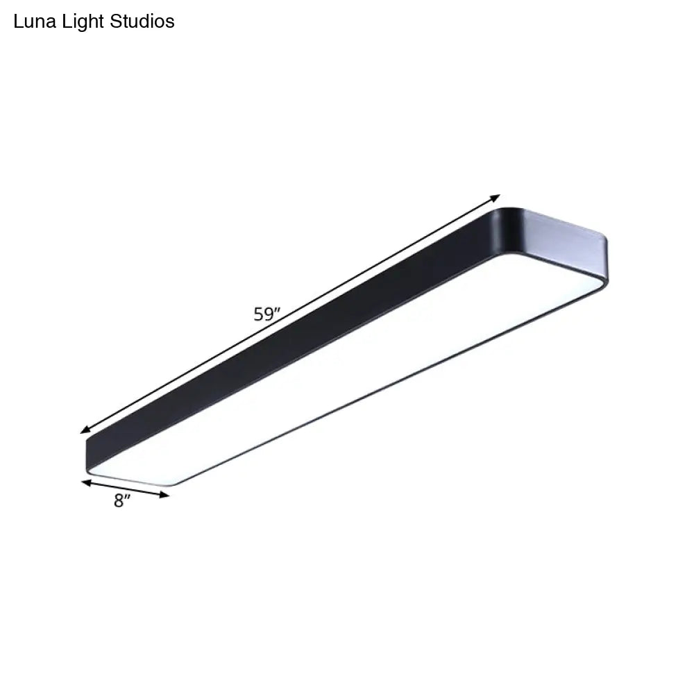 DecorBites™ DecorBites™ LED Ceiling Lamp for Conference Rooms – Simplicity Black Flush Light with Acrylic Shade (23.5"/47"/59" Long)