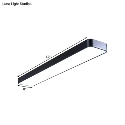 DecorBites™ DecorBites™ LED Ceiling Lamp for Conference Rooms – Simplicity Black Flush Light with Acrylic Shade (23.5"/47"/59" Long)
