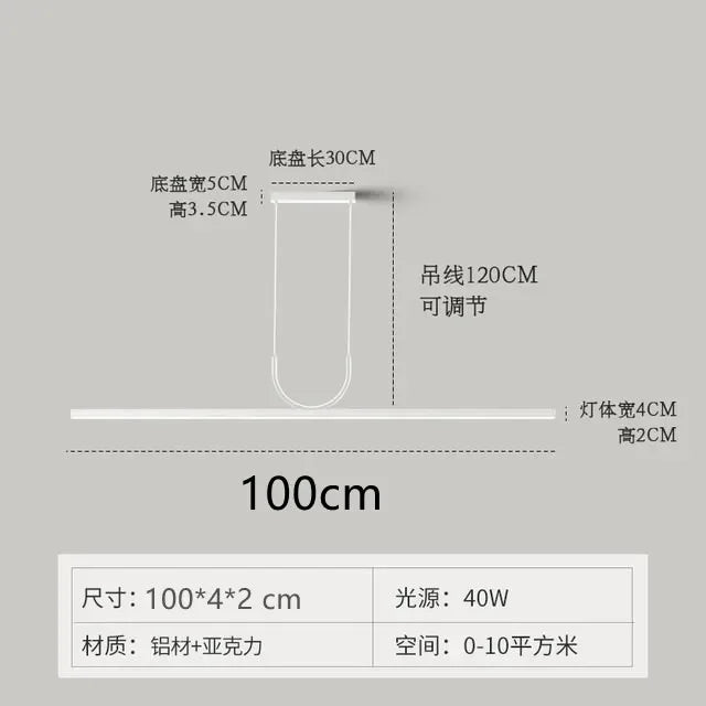 LED Chandelier for Dining Room - Nordic Minimalist - White 100 cm / Remote dimmable - Chandelier