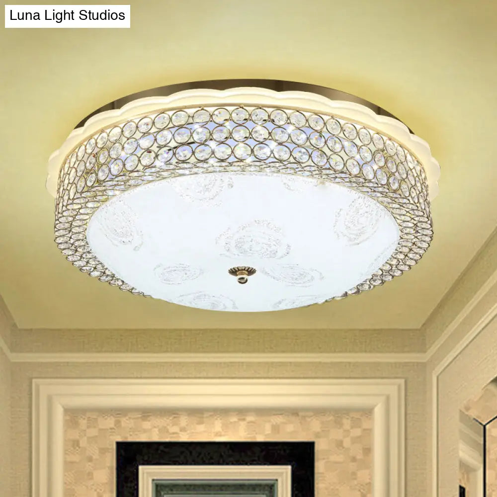 DecorBites™ DecorBites™ LED Crystal Bead Flushmount Lamp for Foyer - Modernist Circle Design, 16"/19.5" Wide