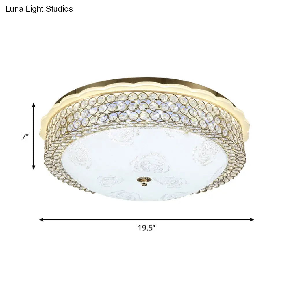 DecorBites™ DecorBites™ LED Crystal Bead Flushmount Lamp for Foyer - Modernist Circle Design, 16"/19.5" Wide