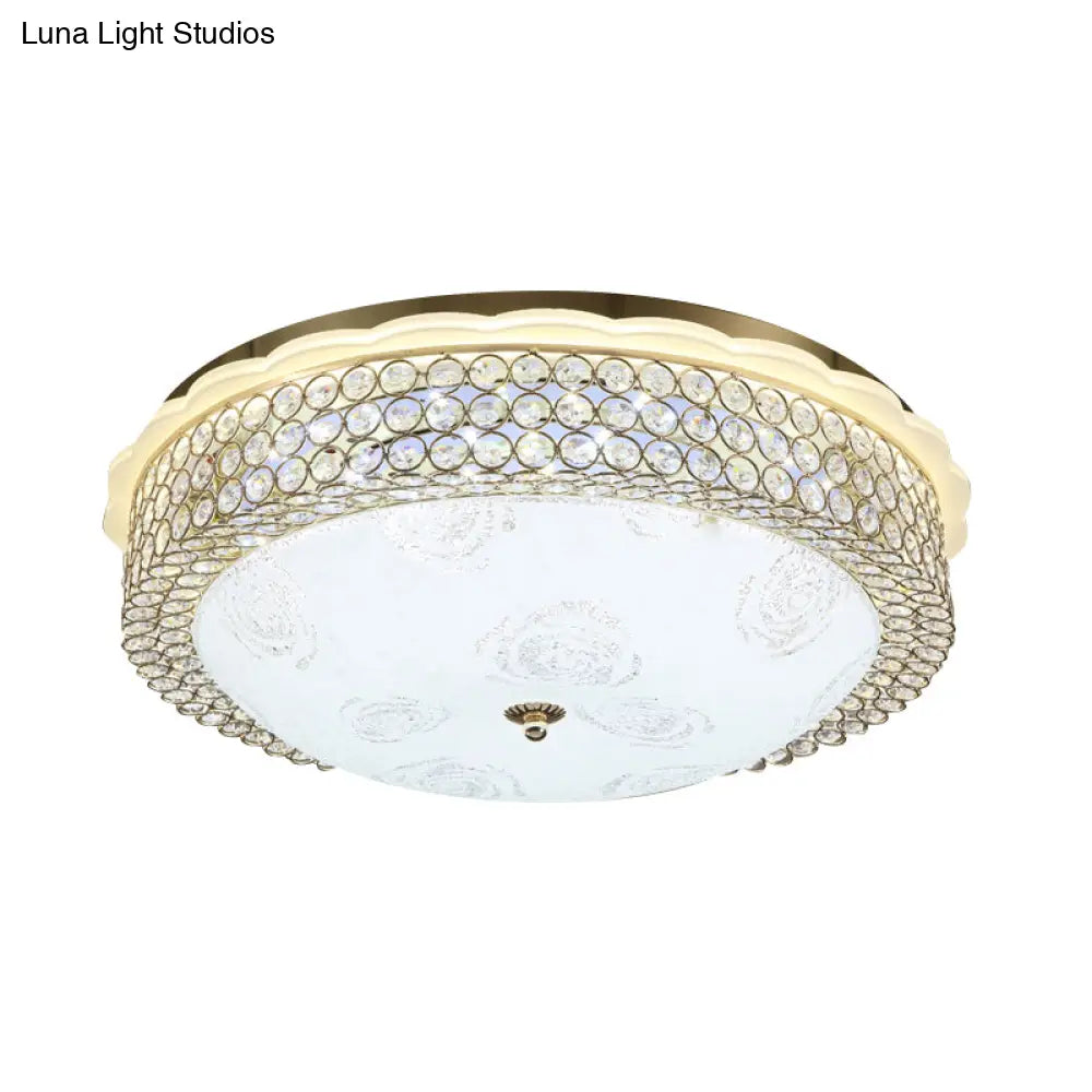DecorBites™ DecorBites™ LED Crystal Bead Flushmount Lamp for Foyer - Modernist Circle Design, 16"/19.5" Wide