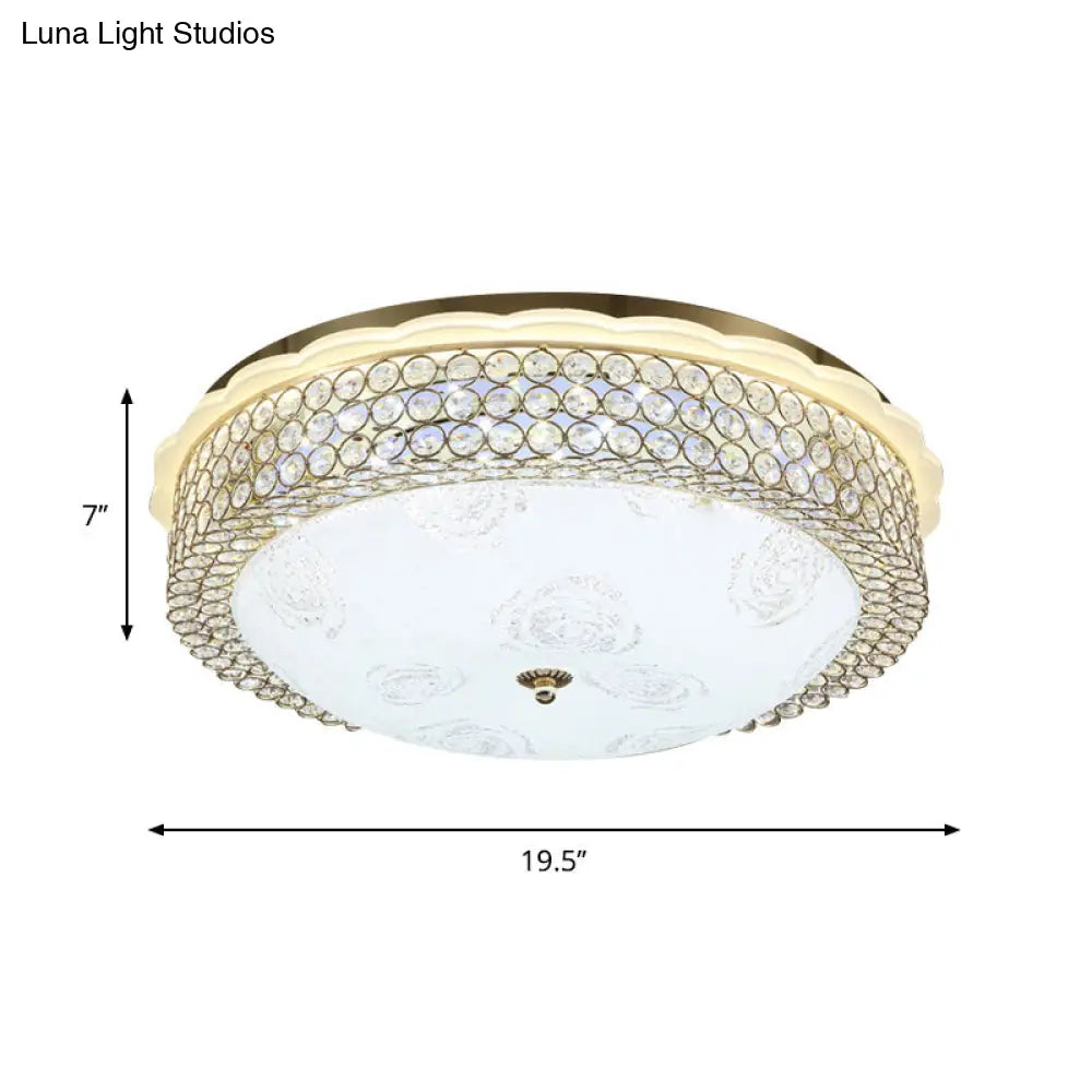 DecorBites™ DecorBites™ LED Crystal Bead Flushmount Lamp for Foyer - Modernist Circle Design, 16"/19.5" Wide