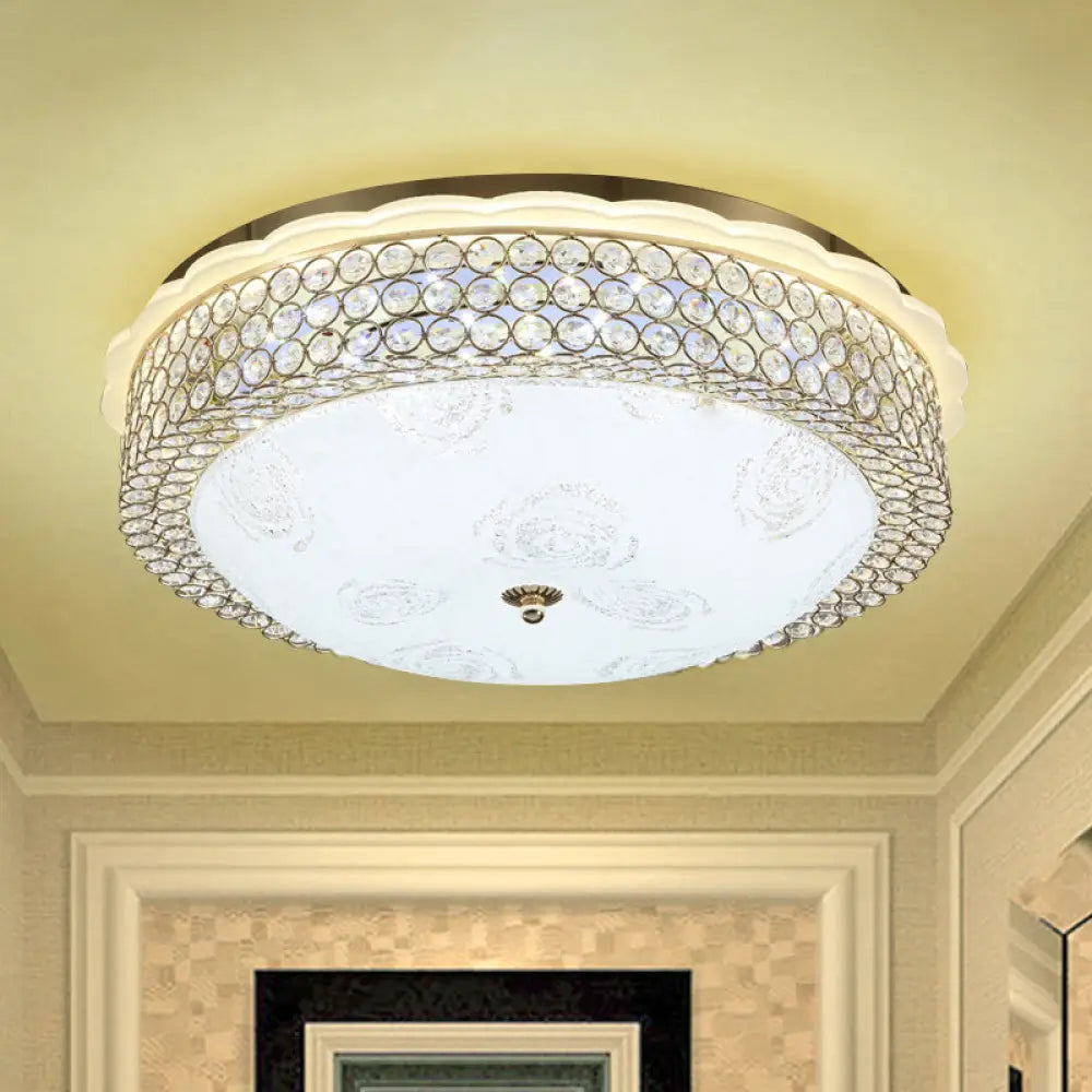 DecorBites™ DecorBites™ LED Crystal Bead Flushmount Lamp for Foyer - Modernist Circle Design, 16"/19.5" Wide
