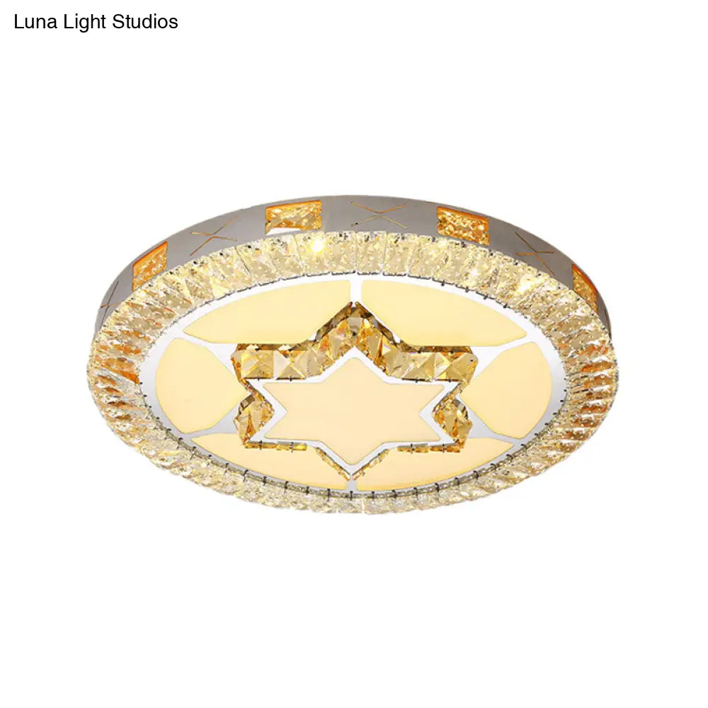 DecorBites™ DecorBites™ LED Crystal Ceiling Light Flush-Mount Fixture - Modern Chrome with Clear Inlaid Diamond/Flower/Star - Bedroom Lighting