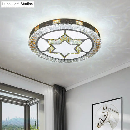 DecorBites™ DecorBites™ LED Crystal Ceiling Light Flush-Mount Fixture - Modern Chrome with Clear Inlaid Diamond/Flower/Star - Bedroom Lighting