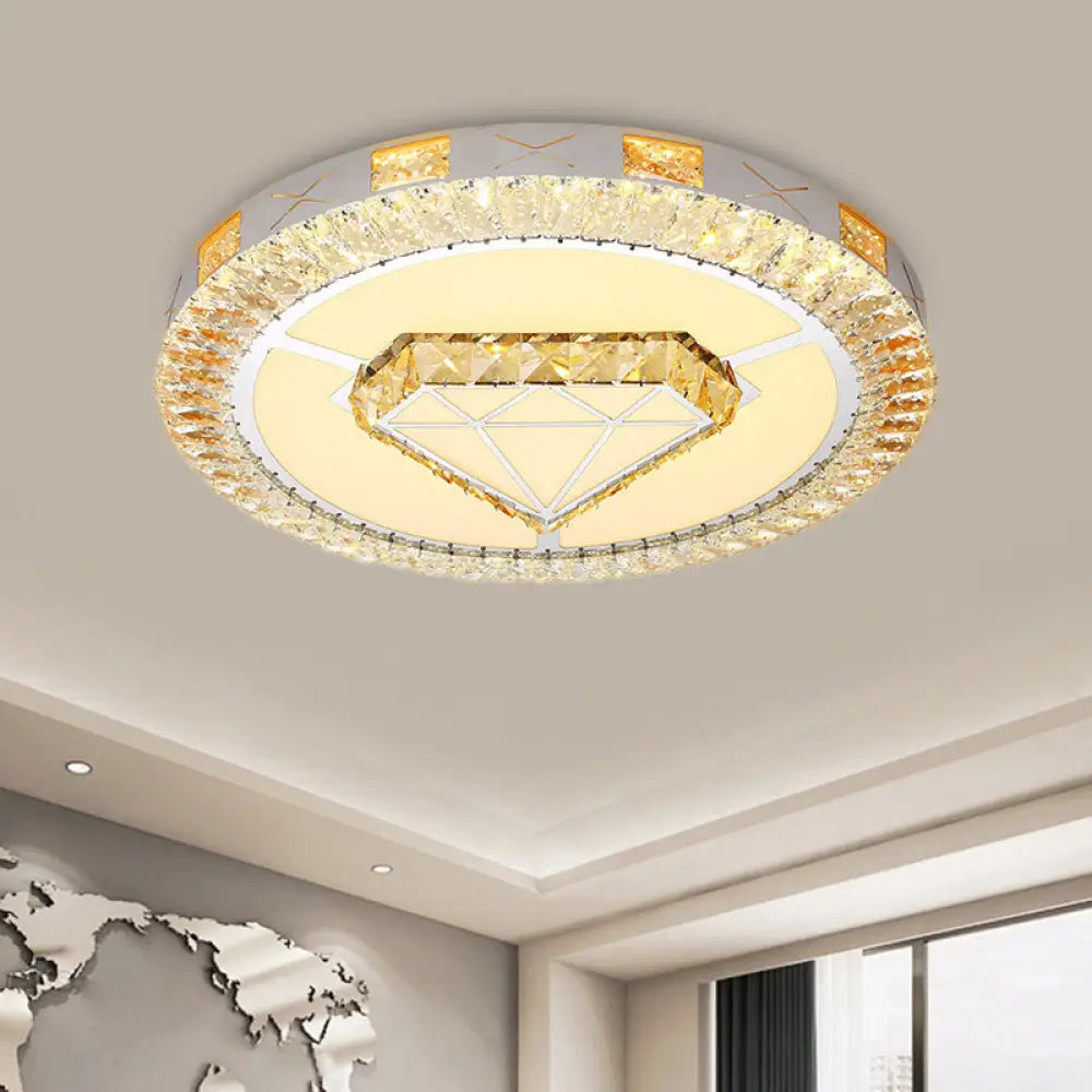 DecorBites™ DecorBites™ LED Crystal Ceiling Light Flush-Mount Fixture - Modern Chrome with Clear Inlaid Diamond/Flower/Star - Bedroom Lighting