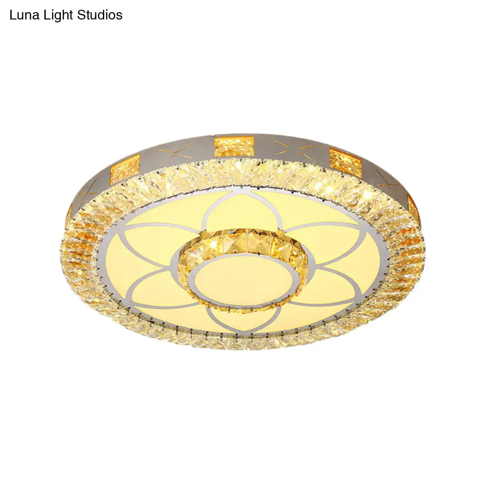 DecorBites™ DecorBites™ LED Crystal Ceiling Light Flush-Mount Fixture - Modern Chrome with Clear Inlaid Diamond/Flower/Star - Bedroom Lighting